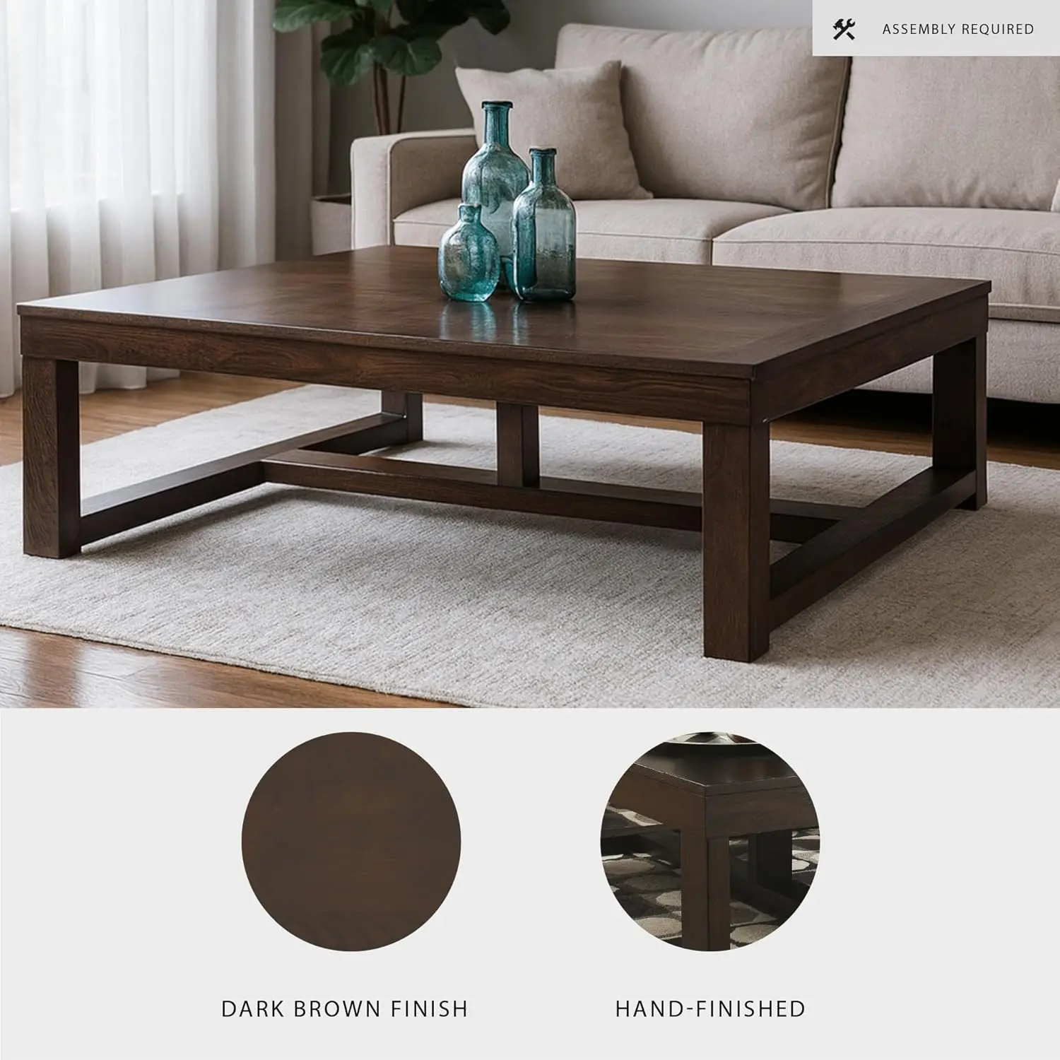 Coffee Table In Dark Brown, Customized