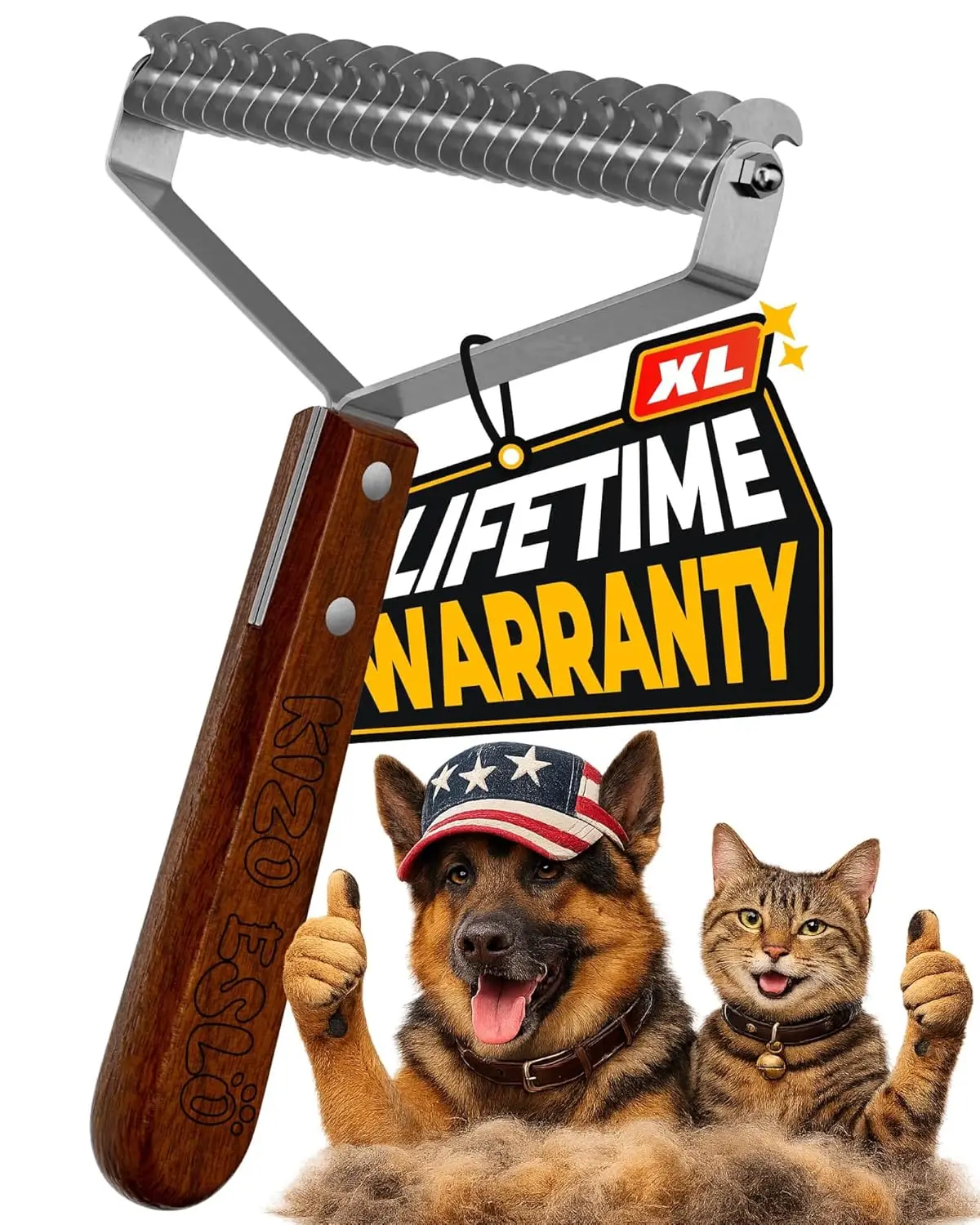 

Очень большая двухсторонняя расческа-грабли для собак и кошек, безопасная щетка для груминга, для удаления линяющей шерсти и колтунов, с премиальной деревянной ручкой