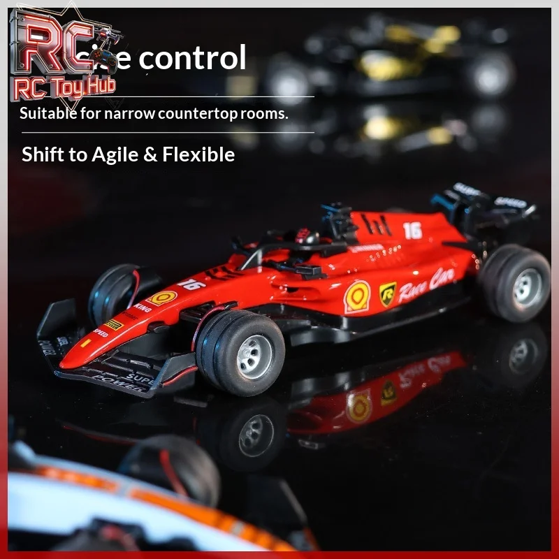 

Универсальная радиоуправляемая гоночная машинка в масштабе 1:64 из сплава с регулируемой скоростью, светодиодными фарами, точным управлением рулем, детская игрушка для настольных гонок в узких помещениях