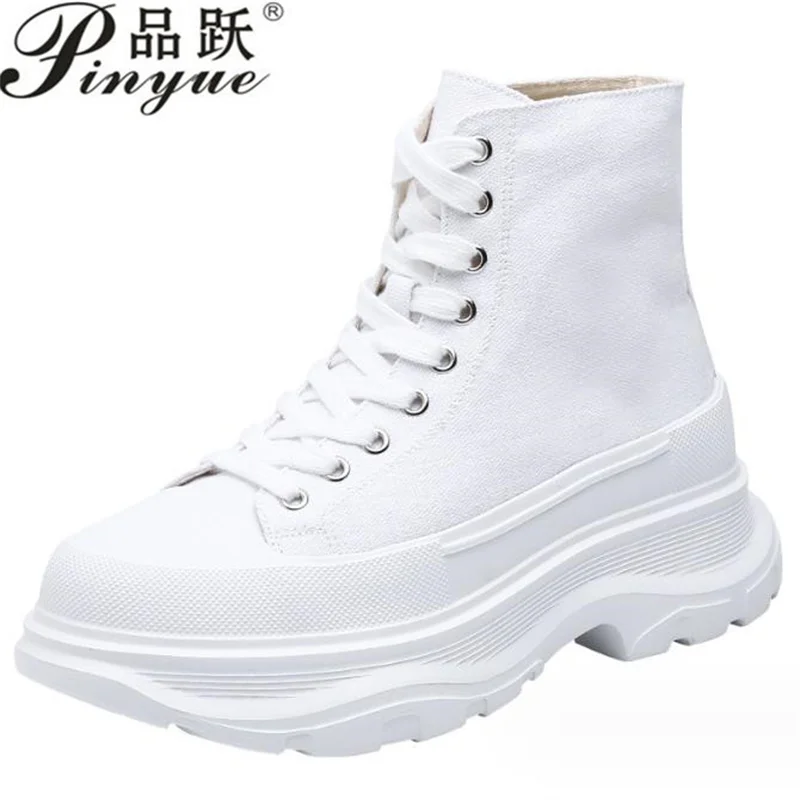 

women men Platform Sneakers Autumn High Gang Canvas Little White Shoes Casual Thick Bottom Vulcanized Canvas Ankle boots 32 43