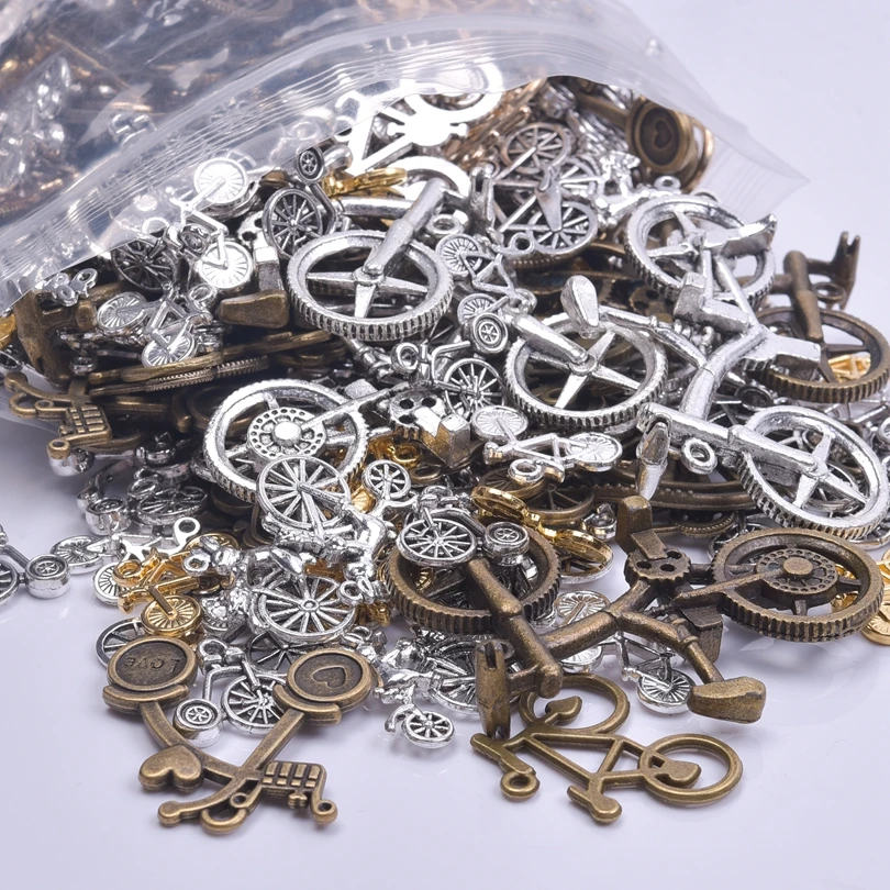 30/50/100pcs Random Mixed Vintage Bicycle Charms Pendant For Jewelry Making Diy Necklace Bracelet Keychain Handmade Accessories