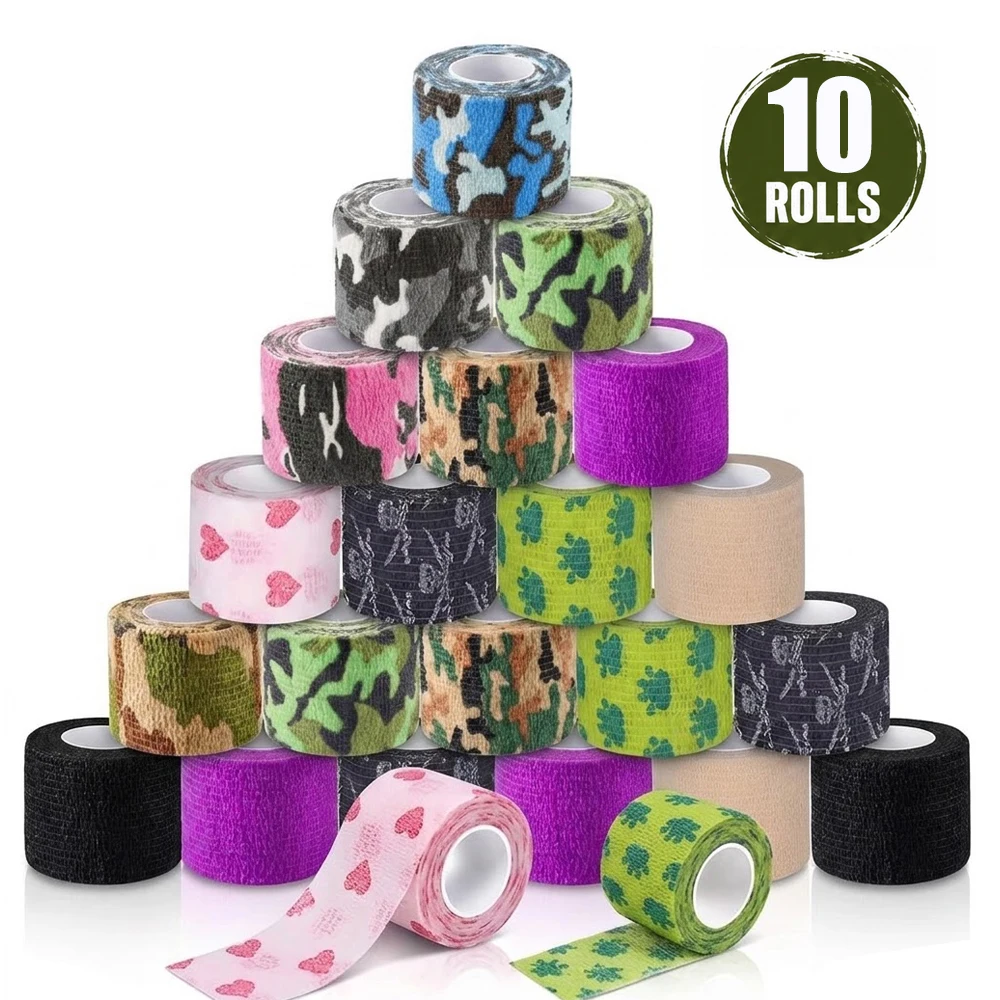 10pcs Tattoo Grip Bandage Cover Wraps Waterproof Self-Adhesive Breathable Elastic Bandage Tattoo Machine Grip Tattoo Accessories