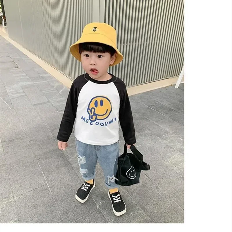 Summer Children\'s Ripped Jeans Pant 2024 Spring and Autumn Clothes Boys Casual Loose Pants Girls Baby Loose Trousers Thin