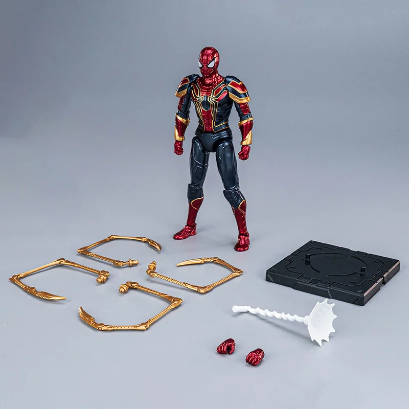 Nowy zestaw 6 figurek Marvel Anime Iron Man Spider-Man Thor Kapitan Ameryka Hulk Thanos w skali 1/12, model do składania dla dzieci