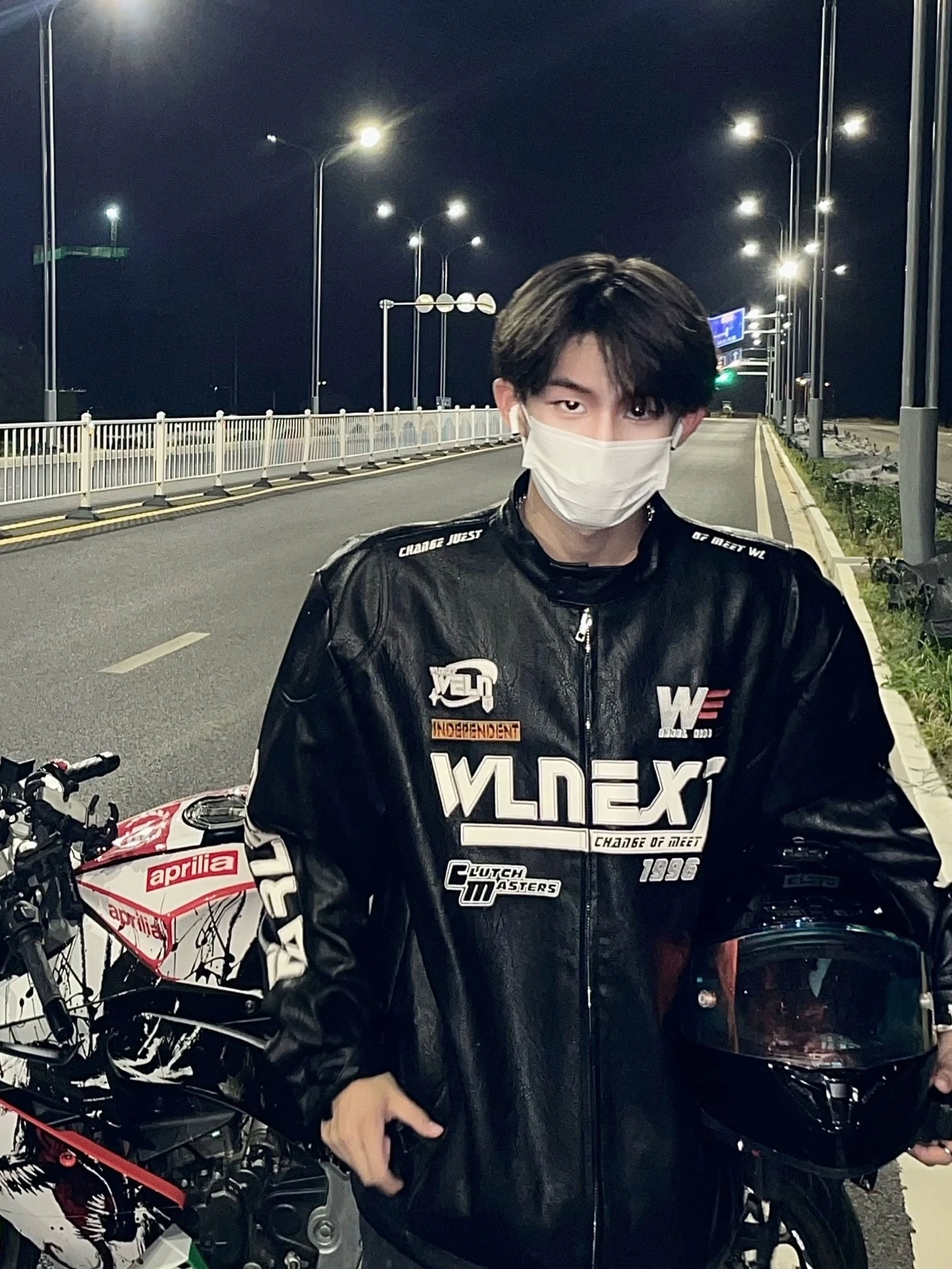 

Vintage American Racing Jaet PU Leather Stand Collar Motorcycle Vest High Street Trend Youth Culture Spring Autumn Wear