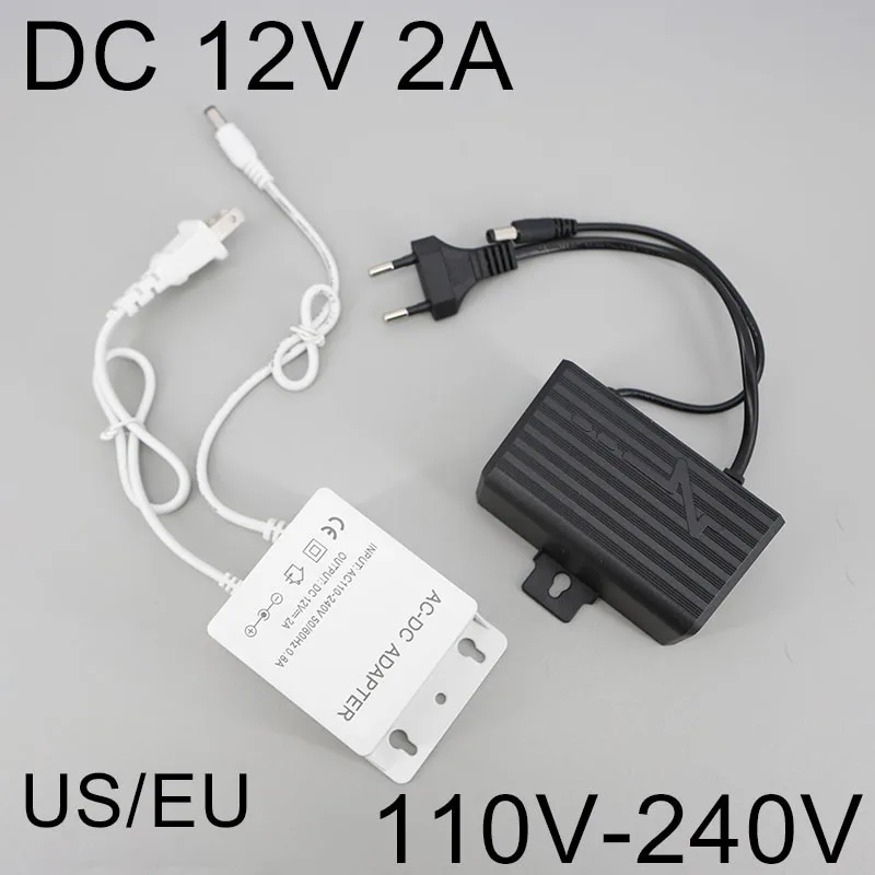 DC 12V 2A 2000ma outdoor Waterproof US EU Power 24w Adapter mini For led strip CCTV Cameras AHD NVR Input AC 100V 240V 5.5*2.1 P