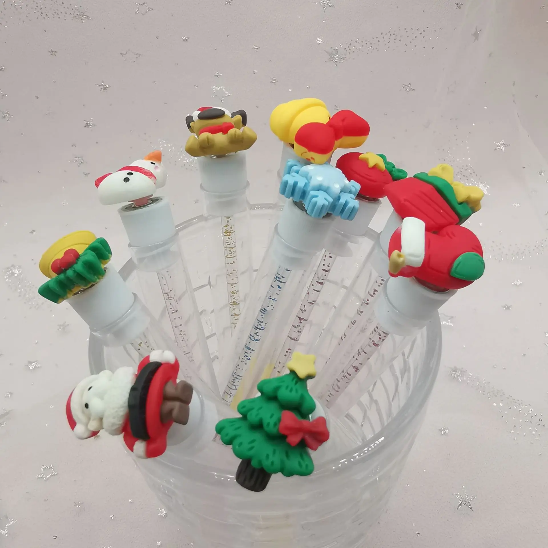 Custom Private Label Herbruikbare Wimper Lash Brush Tube Kerstcadeau Winter Sneeuw Kerstman Herten Kerst Wimper Lash Brush in Tube