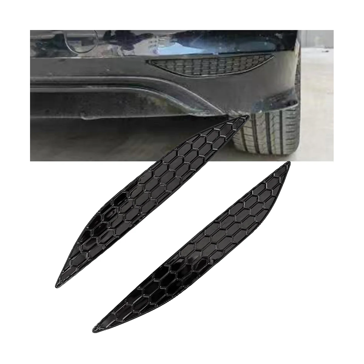 2Pcs Honeycomb Tail Rear Fog Light Cover Trim Sticker for Golf MK7 7R/ 2014-2018 Rear Bumper