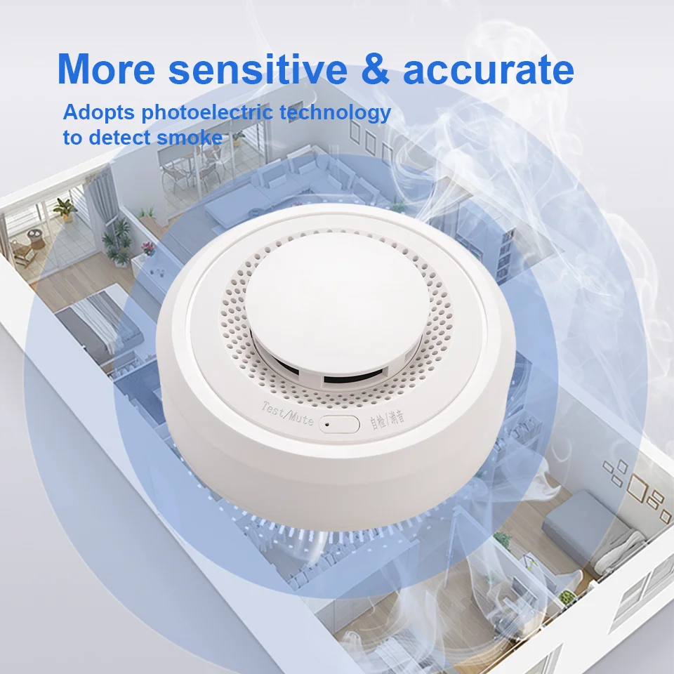 SD301 Smoke Detectors Fire Alarm Smoke Sensor Fire Detector For Home Security Protection High-Pitched Alarm Low Battery Reminder