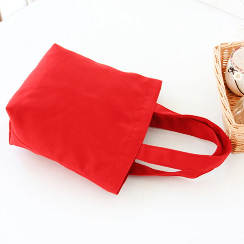 Heavy Duty Canvas Lunch Bag Stylish Simple Design Multipurpose Tote for Lunch Box Cosmetics Groceries Storage Outdoor Picnic Red