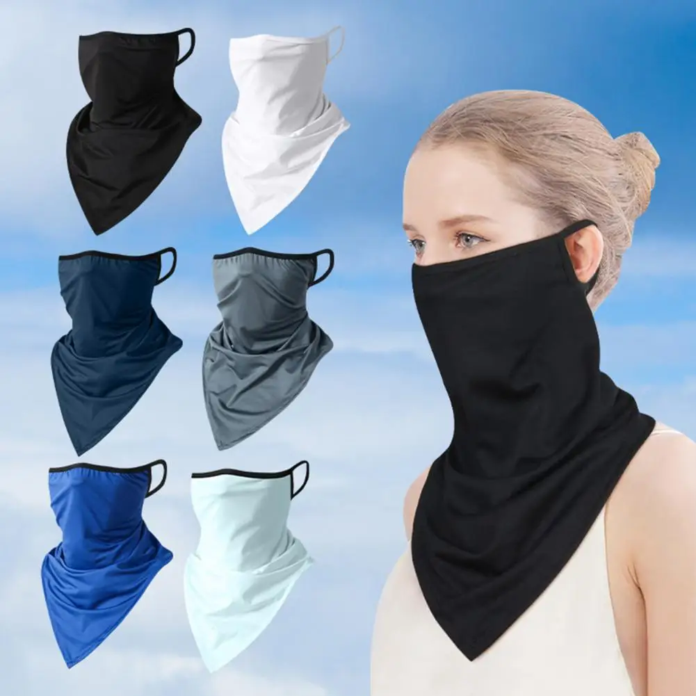 Sun Protection Guard Quick-Drying Fabric Ice Silk Face Guard With Elastic Ear Hooks Scarf Extended Neck Gaiter Face Guard