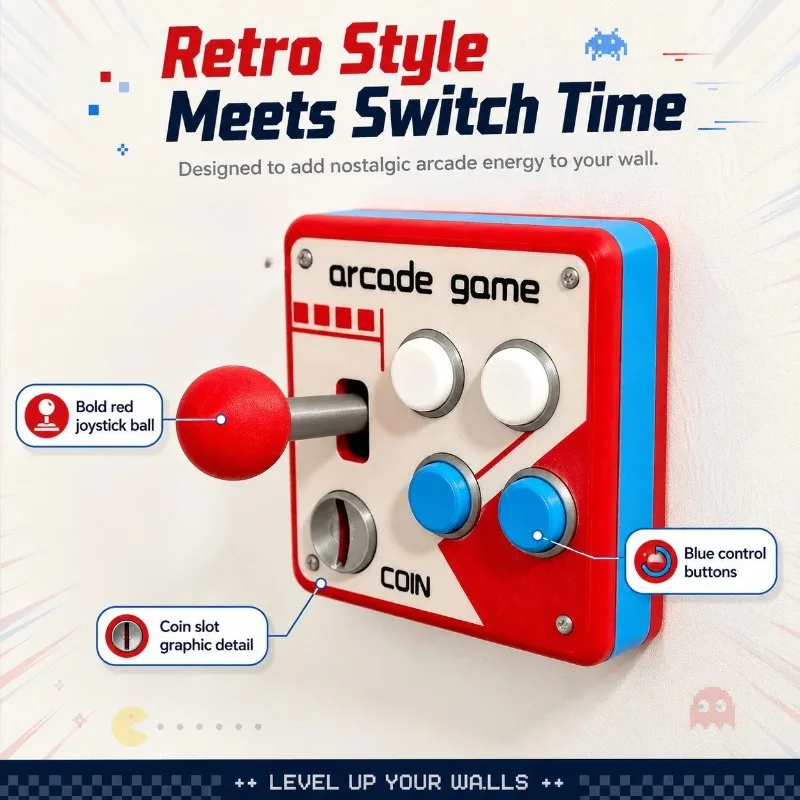 Image of Kreative Arcade-Spiel Lichtschalterabdeckung Retro Gamer-Zimmer Dekoration Joystick Wandschalterplatte Wohndekor