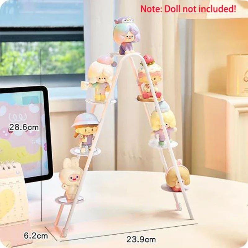 Mini Cute Doll Iron Ferris Wheel Ladder Doll Storage Box Metal Blind Box Display Stand for Collecting Toy Accessories