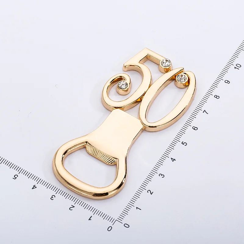 20pcs Boxes 15/40/50/60 More Anniversary Decoration Gifts Golden  Bottle Opener for Birthday Wedding Anniversary Party Supplies