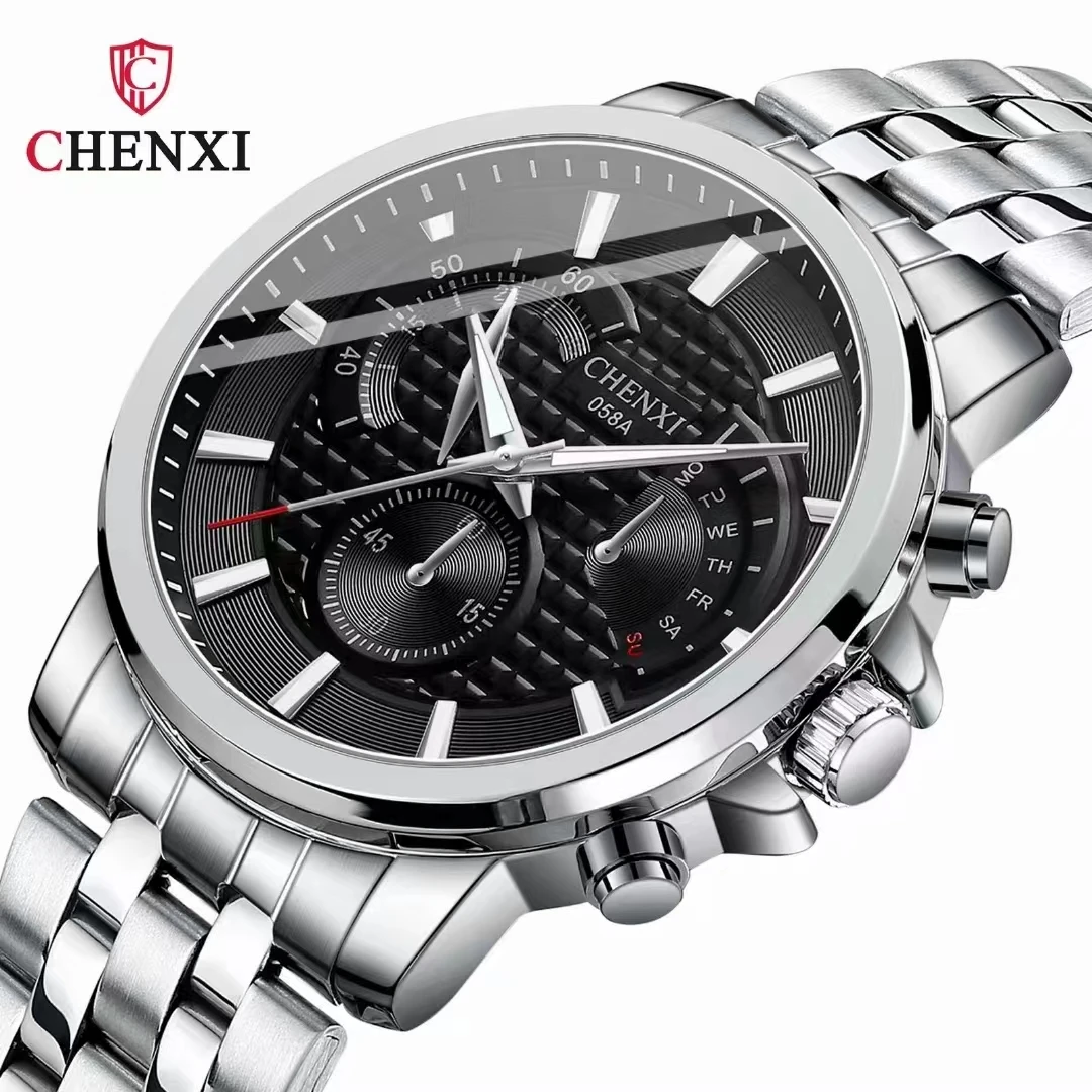 

Fashion Men's Watches Silver Stainless Steel 3ATM Waterproof Unique Casual Business Quartz Wristwatch for Men Stylish Gift Clock