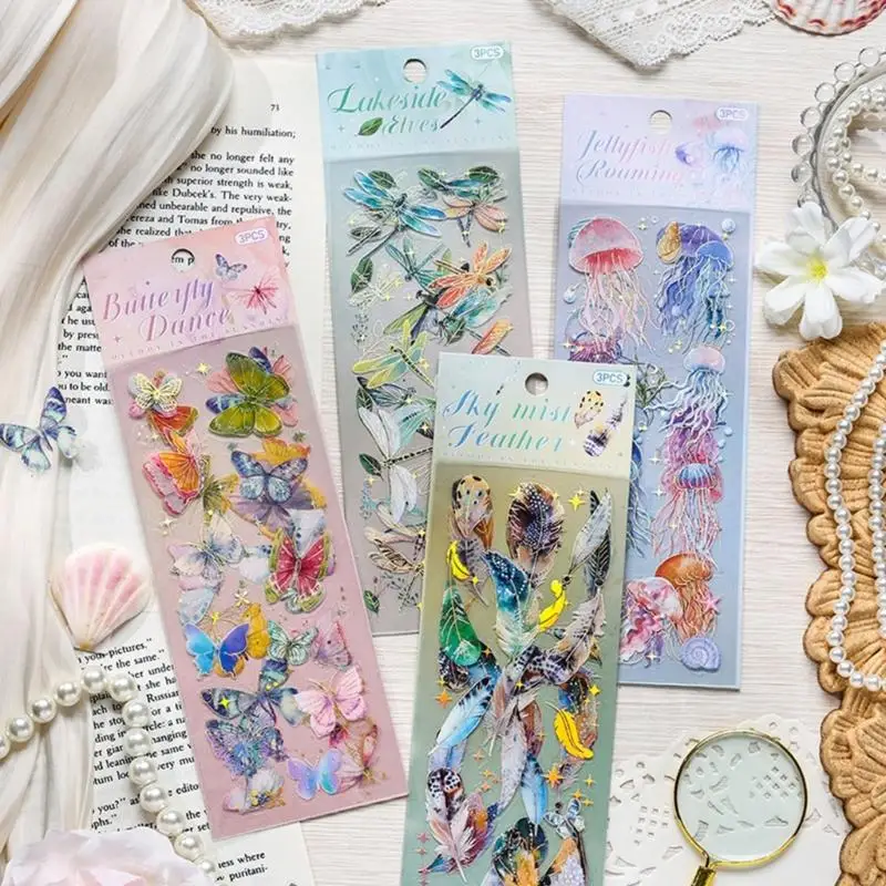 E1PF 반짝이는 장식 스티커 미적 스티커 스크랩북 장식 스티커