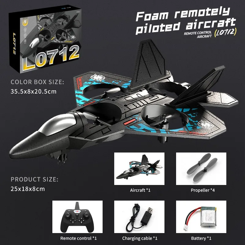 2.4G L0712 Hoogwaardig RC-vliegtuig: Gravity - Sensing EPP Foam Fighter Glider-helikopter met licht, ideaal cadeau voor jongens