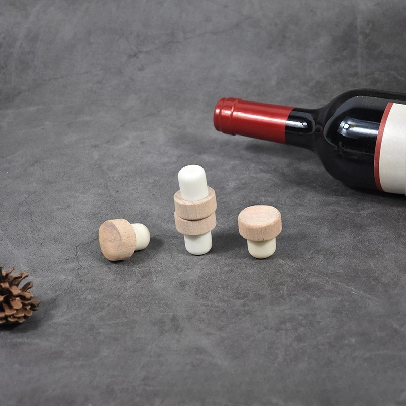 Personalized logo can be printed Beechwood polymer cork aromatherapy red wine bottle stopper essential oil bottle stopper