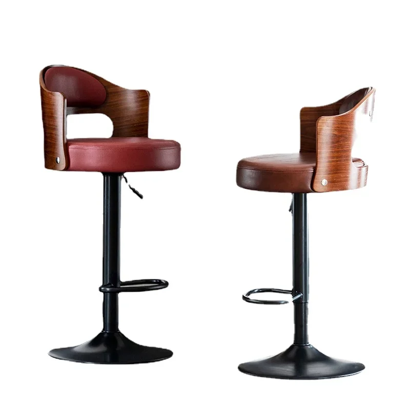 

Nordic modern minimalist backrest solid wood bar chair home lift rotating high stool cashier sillas para barras counter stool