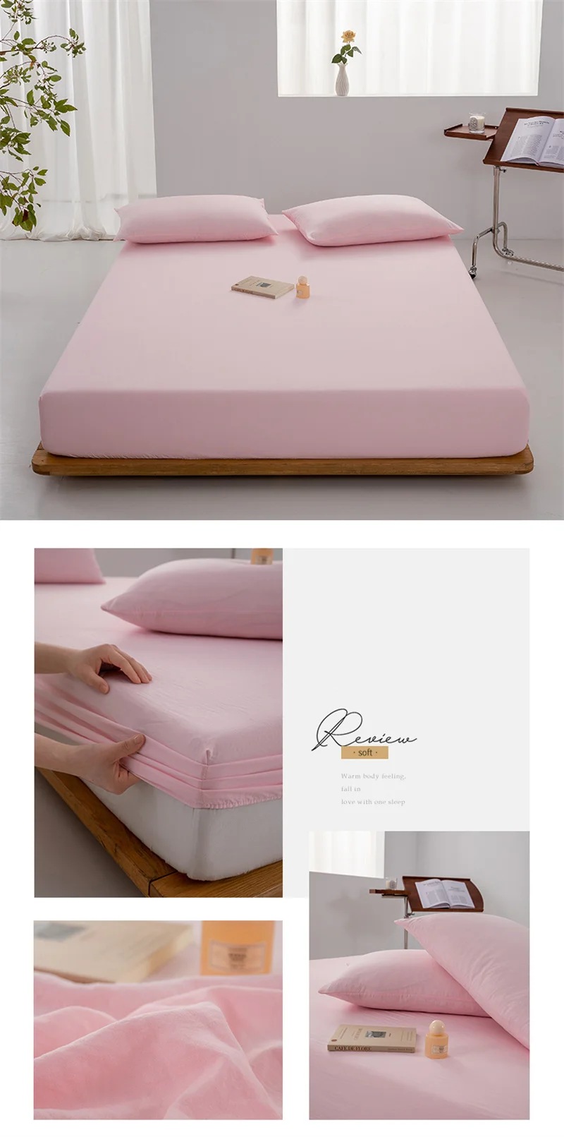 Soft Cotton Fitted Sheet Single Double King Queen Size Mattress Cover with Elastic Band Bed Sheet Bed Linens 100/120/150/180/200