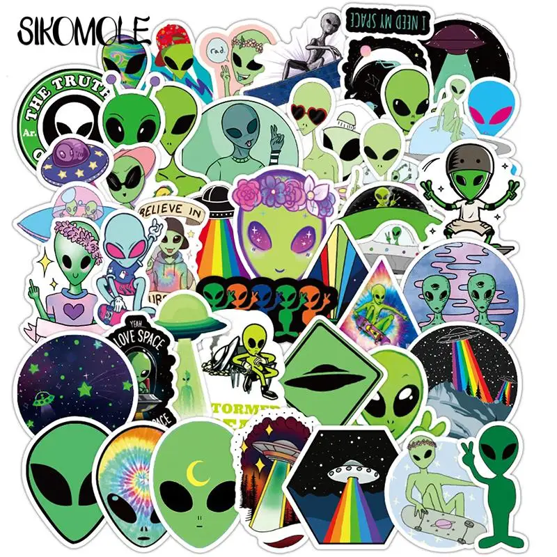 10/30/50Pcs Outer Ruimte Stickers Alien Ufo Astronaut Groene Sticker Diy Speelgoed Laptop Auto Motorcyle Notebook kid Graffiti Sticker F5