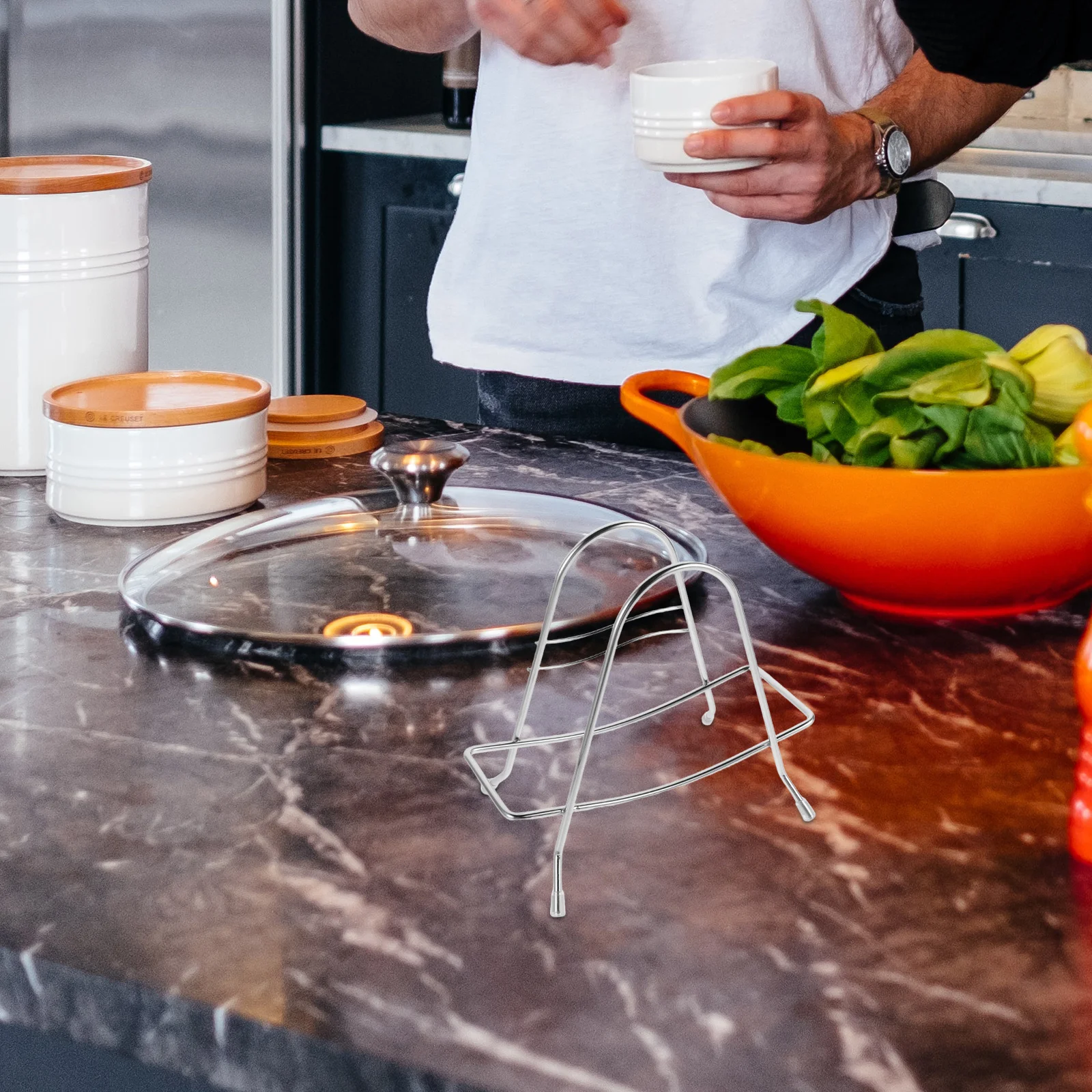 

Cutting Board Rack Stainless Steel Space-Saving Kitchen Organizer Drainage Design Chopping Board Holder - Pot Lid