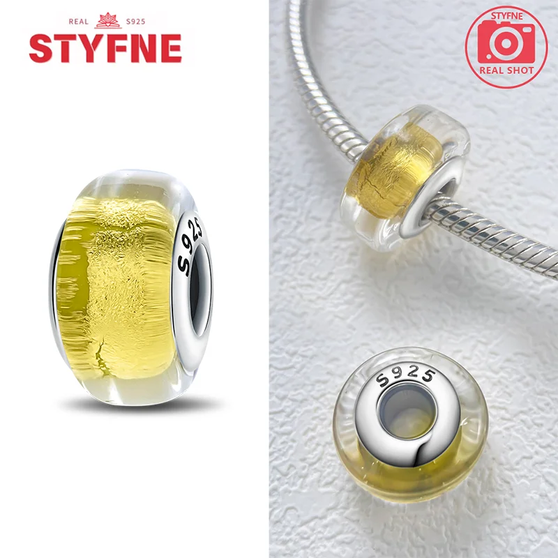 Farbige Muranoglasperlen aus 925er-Sterlingsilber, rund, glänzend, passend für Pandora-Original-Armbänder, DIY-Edelschmuck, Geschenk für Frauen – Detail 15