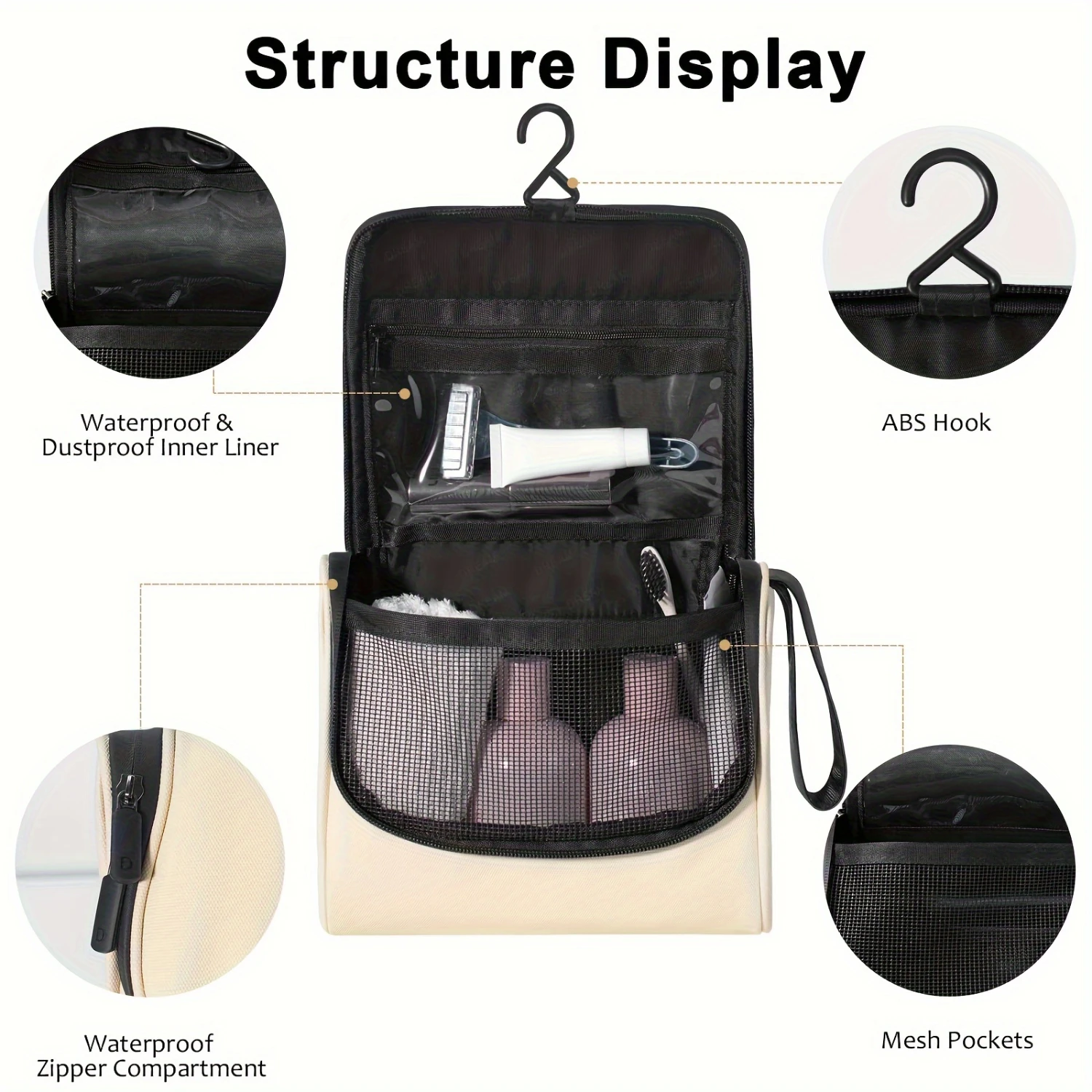 Hanging Travel Toiletry Bag Waterproof Cosmetic Bag Portable Leather Makeup Bag And Travel Toiletry Bag Water Resistant Shaving 