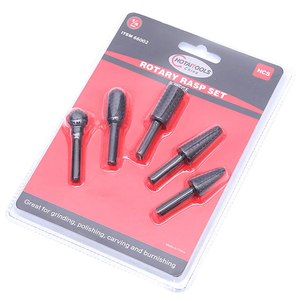 

5Pcs Electric Rotary File Set Premium Wood Engraving Cutter Grinding Head Black for Wood Carving Drilling Milling Tools