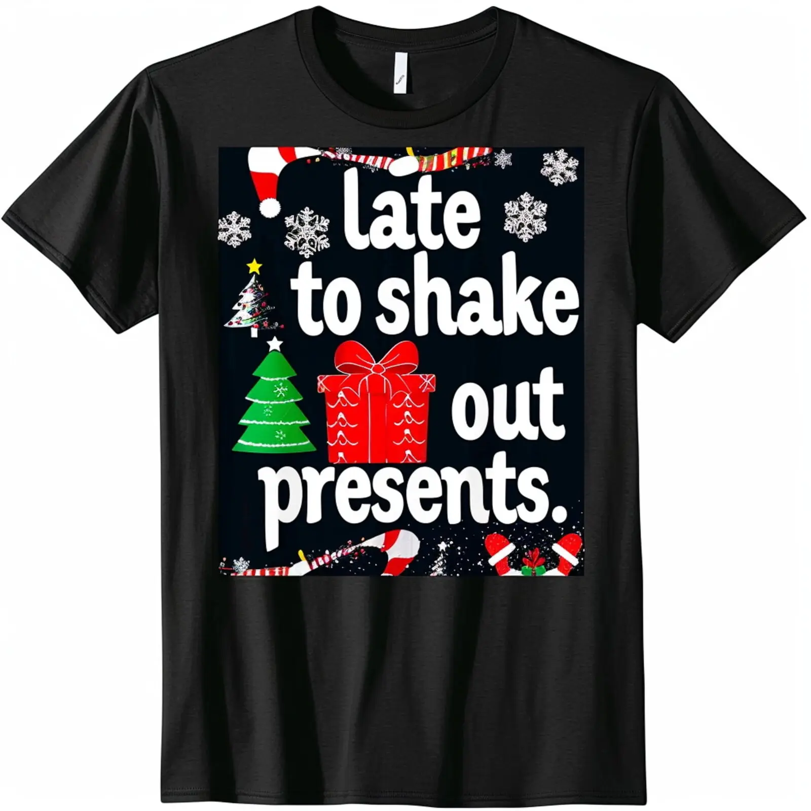 

Festive Christmas Gift Shirt Fun Holiday Present Design Men's Black Tee