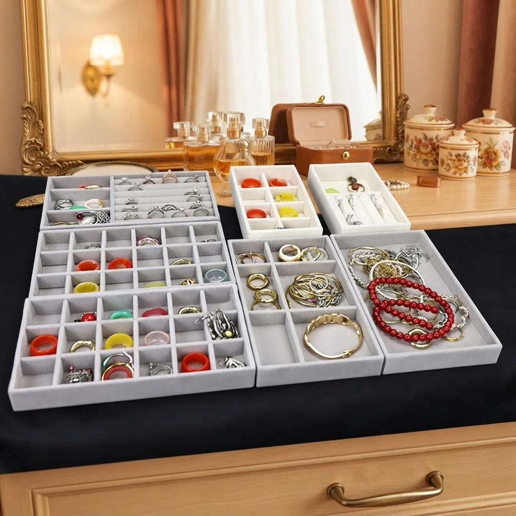 

Velvet Jewelry Storage Box Earring Ring Necklace Bracelet Jewelry Display Box Tray Holder for Jewelry Classification Jewelry Box