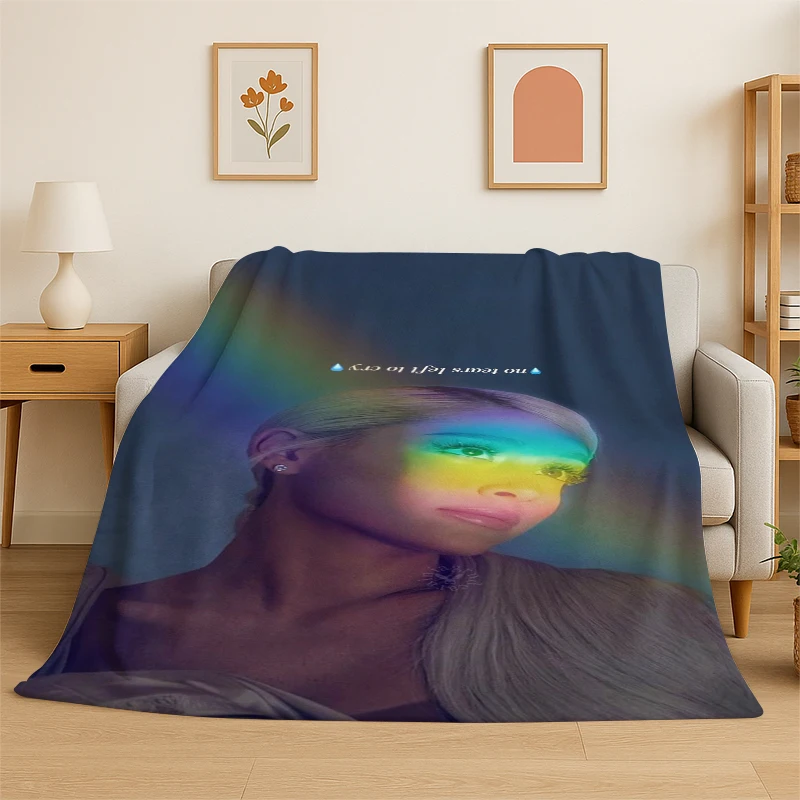 Cat Ari Ariana Grande Singer Flannel Blanket Soft Warm Throw Blanket for Bedroom Living Room Bed Travel Camping Picnic Gift