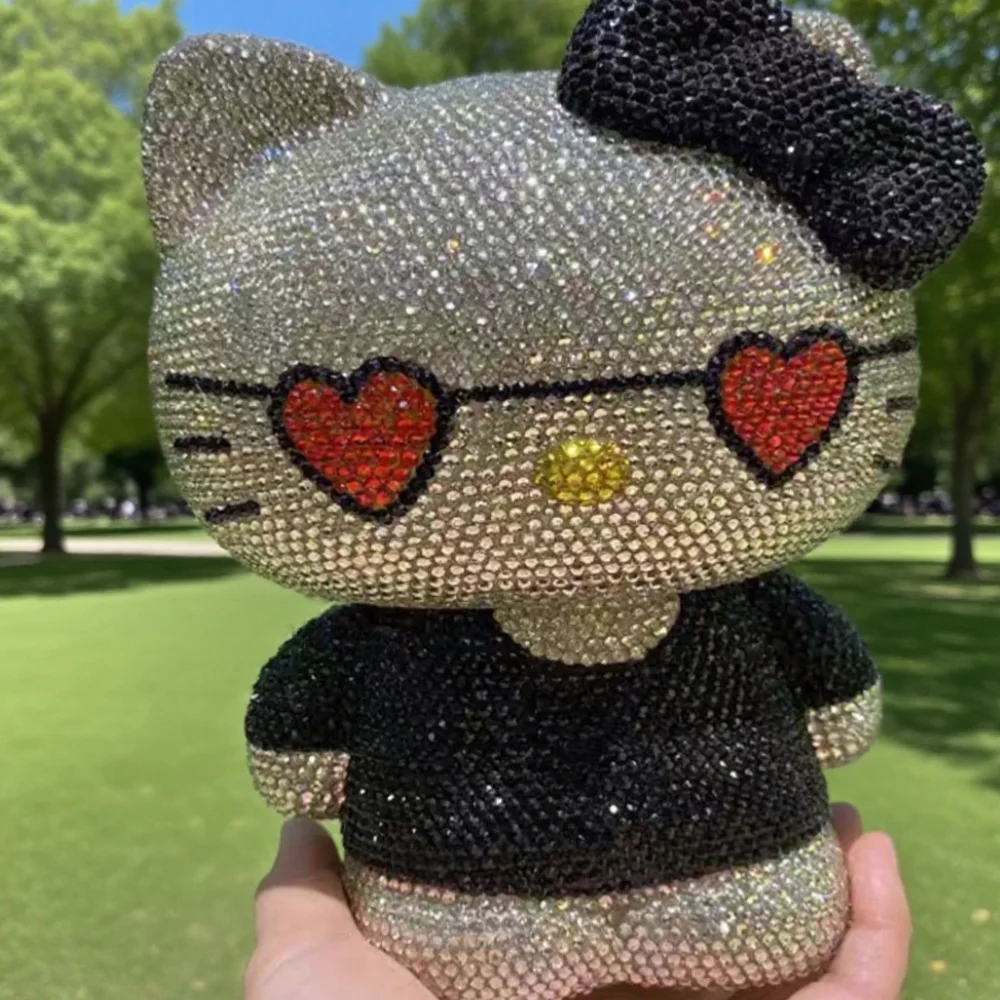 Desktop decora Hello kitty Handmade Coin Storage Box Rhinestones Crystal Bank Money Boxes Storage Kids Home Decor Money GiftUU77