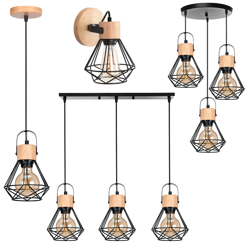 

Nordic Solid Wood Pendant Lights Lighting 1/3 Heads Wall Lamp Shade Hanging Lamp for Home Indoor Restaurant Bar Hotel Cafe Decor