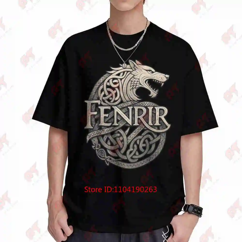 Fenrir Viking Wolf Norse Knotwork Mythology Short Sleeve Tee 100% Cotton T-Shirt