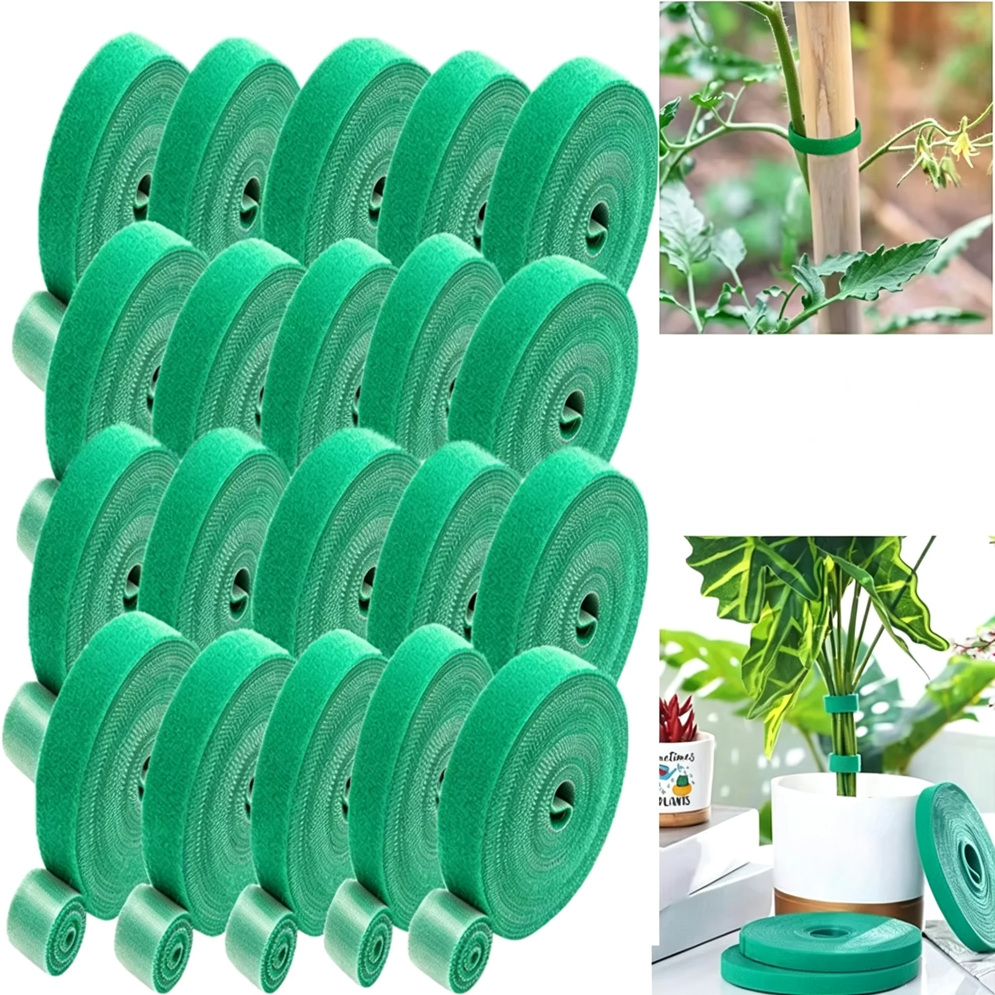 Self Adhesive Plant Nylon Cable Tie Green Adjustable Plants Hook Loop Support Garden Twine Bandage Reusable Fastener Tape Strips