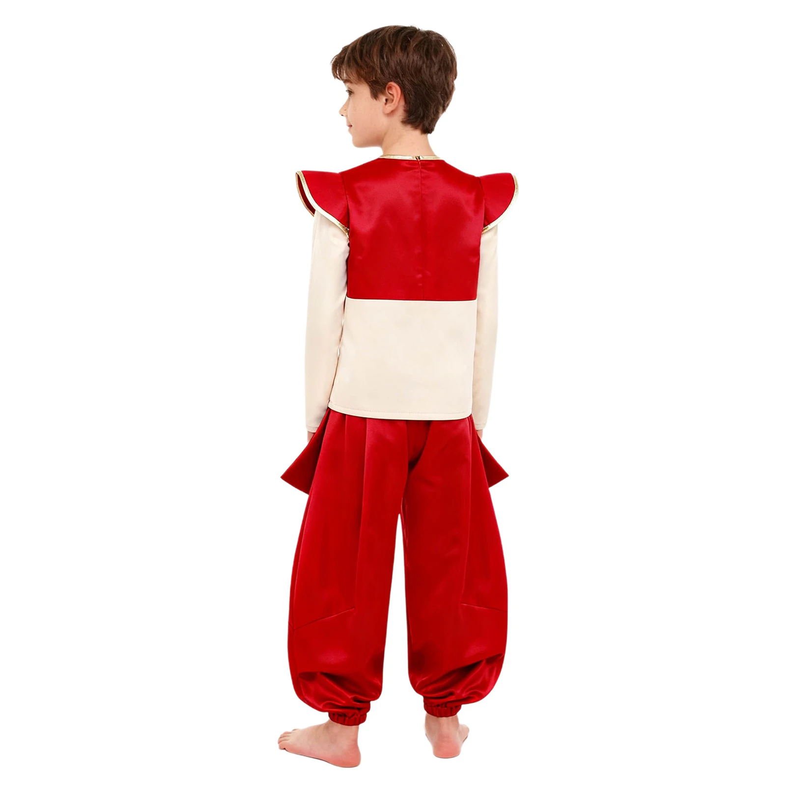 Boys Arabian Mythical Prince Lamp Elf Cosplay Costume Long Sleeve Shirt Top with Harem Pants Halloween Carnival Party Outfit