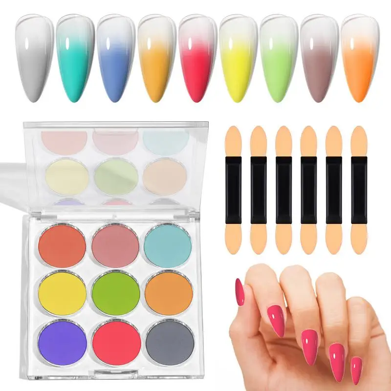 2024 Gradient Nail Powder Palette 9 colori Nail Gradient Glitter Pigment Set Chrome Powder Manicure accessori effetto specchio