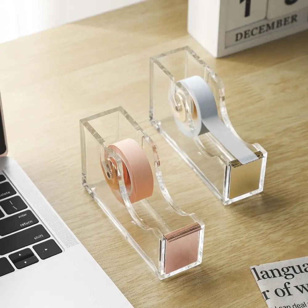 Widely Use Portable Tape Cutter Safe Easy To Use Acrylic Tape Dispenser Non-Slip Sturdy Wheel Desktop Tape Holder Indoor