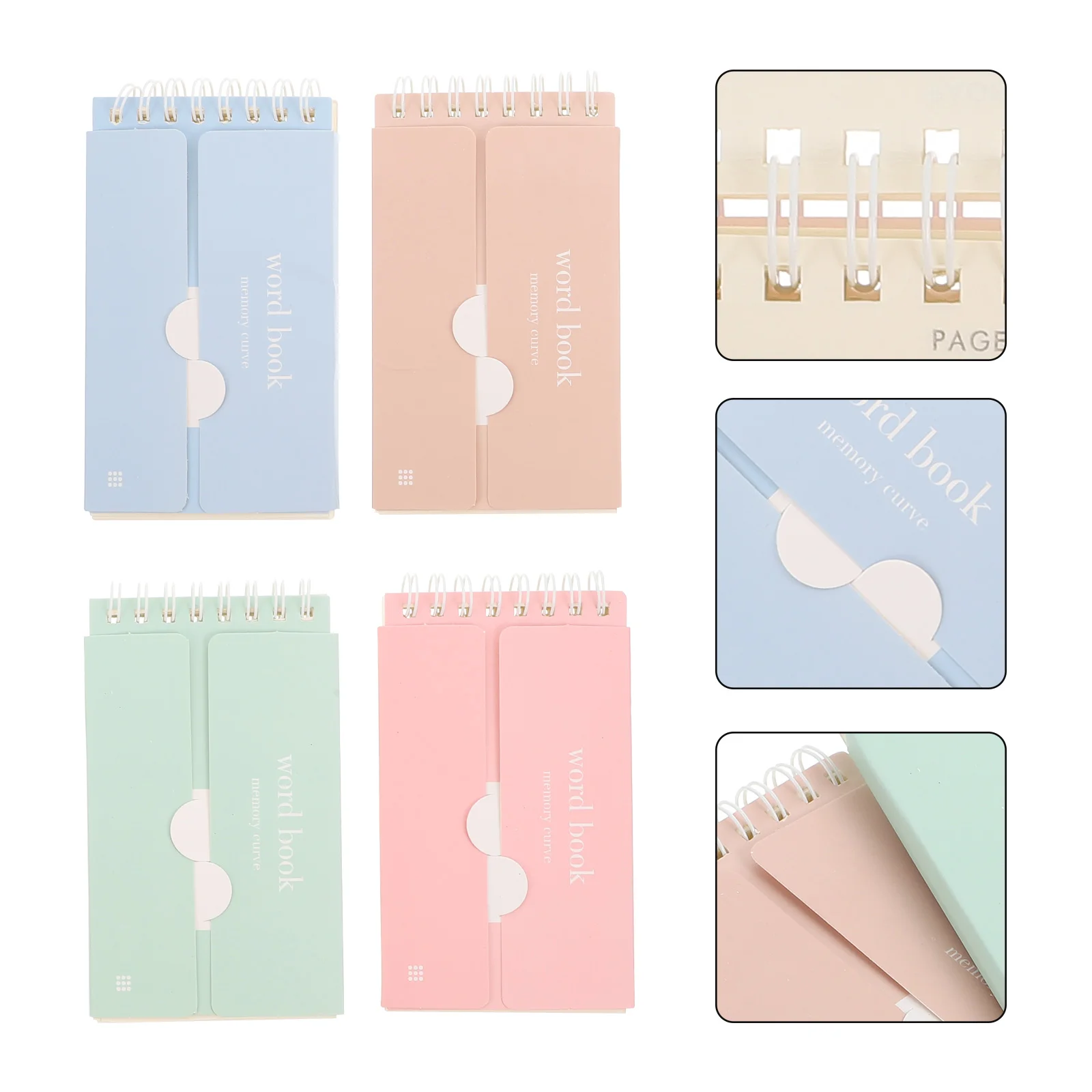 

4 Pcs Blocked Notebook Vocabulary Card Notebooks Spiral Portable Notepads Blank Alphabet Cards Memo Paper Ring Office Student