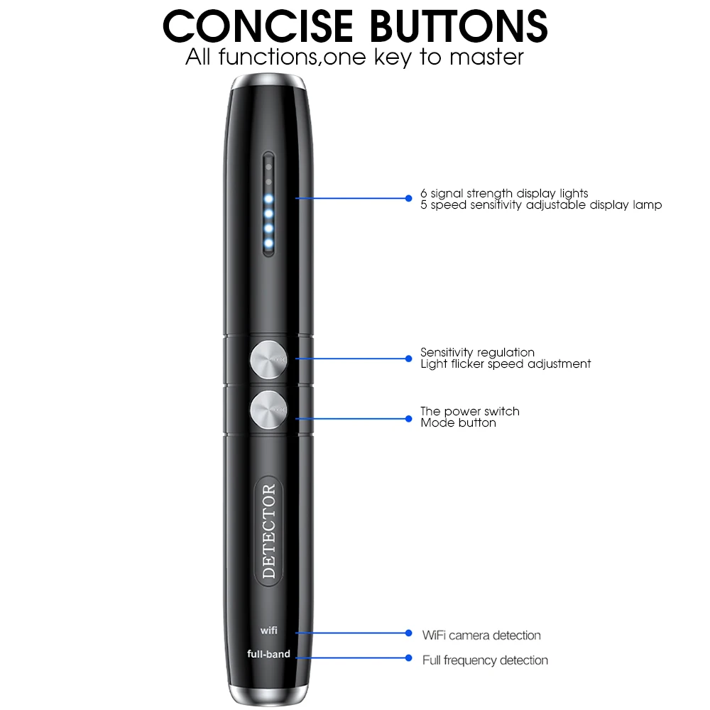 Détecteur de Signal RF sans fil, caméra espion, GSM, Scanner sans fil, caméra cachée