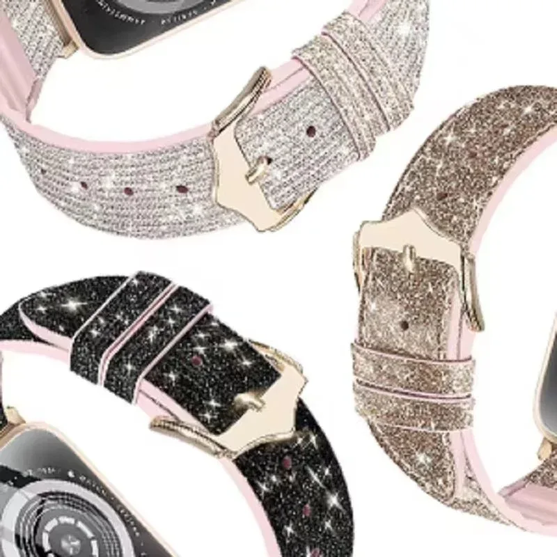 Silicone+Leather Band For Apple Watch 45mm 41mm 44mm 42/40/46mm Women Fashion Wristband iWatch Ultra 2 49mm 11 10 9 8 7 6 5 4 SE