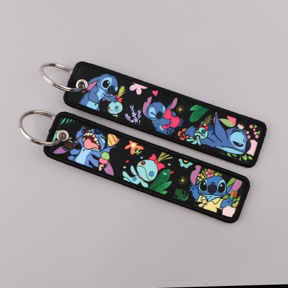 11 Colors Disney Stitch Cartoon Woven Mark Keychain Pendant Stitch Anime Figure Rope Pendant Fabric Key Chain Anime Accessories