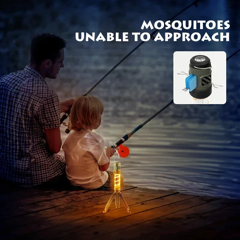 Camping Light Rechargeable 3 in 1 Tent Lantern Waterproof Camping Night Fishing Lamp with Triangle Bracket for Outdoor Camping