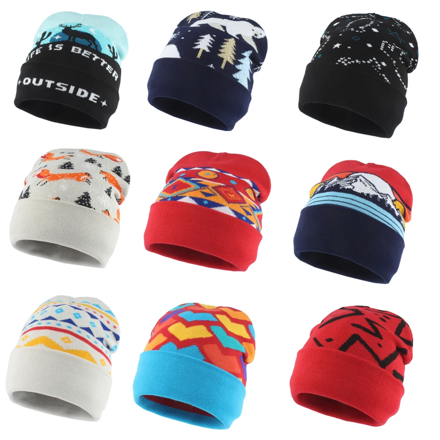 

New Unisex Couple Winter Beanies For Women Men Warm Knitted Outdoor Ski Cap Fashion Casual Windproof Skullies Bonnet Ladies Hat