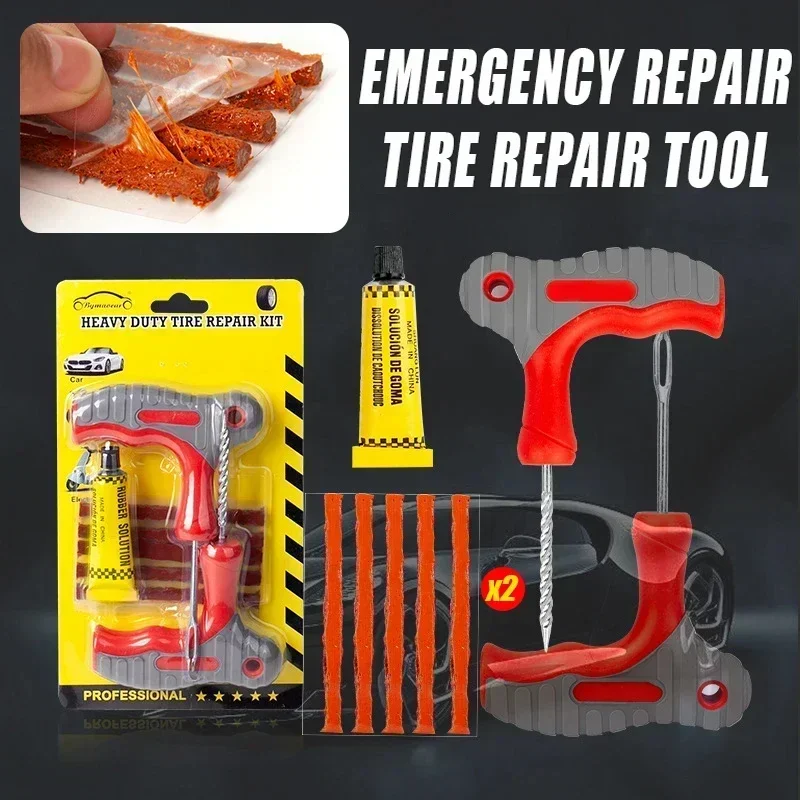 Car Tire Repair Kit Puncture Plug Tools Tyre Puncture Emergency for Tire Strips Stirring Glue Repair Tool Kit