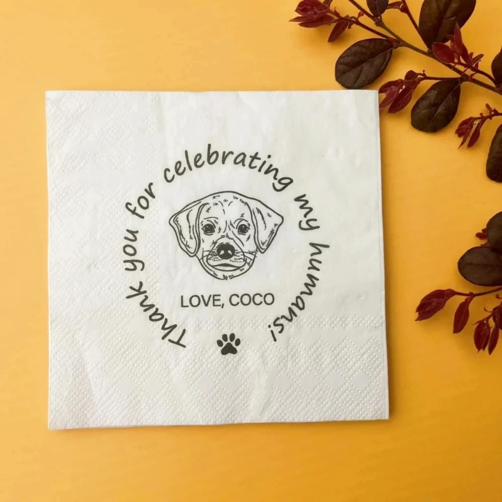 50Pcs Custom Your Handwriting Napkins, Personalized Hand Writing Memorial, Printed Wedding Cocktail Napkins, Wedding Company Cor