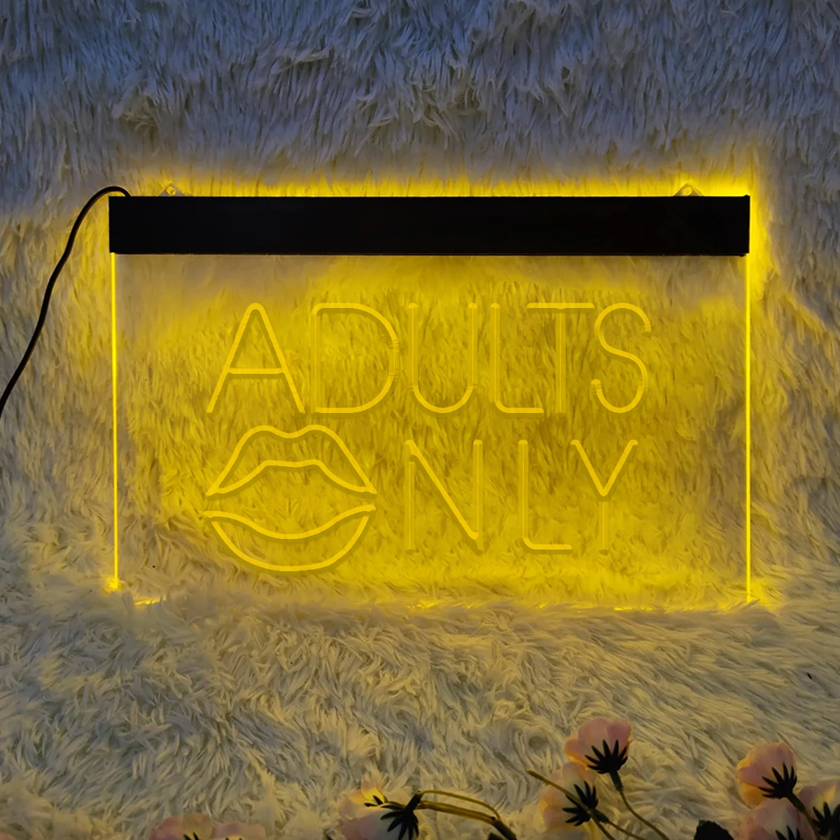 Adults Only 3D Carving Neon Sign LED Sexy Neon Lights Bar Sign Orange Letter Neon Signs for Bedroom Bar Hotel Party Wall Decor