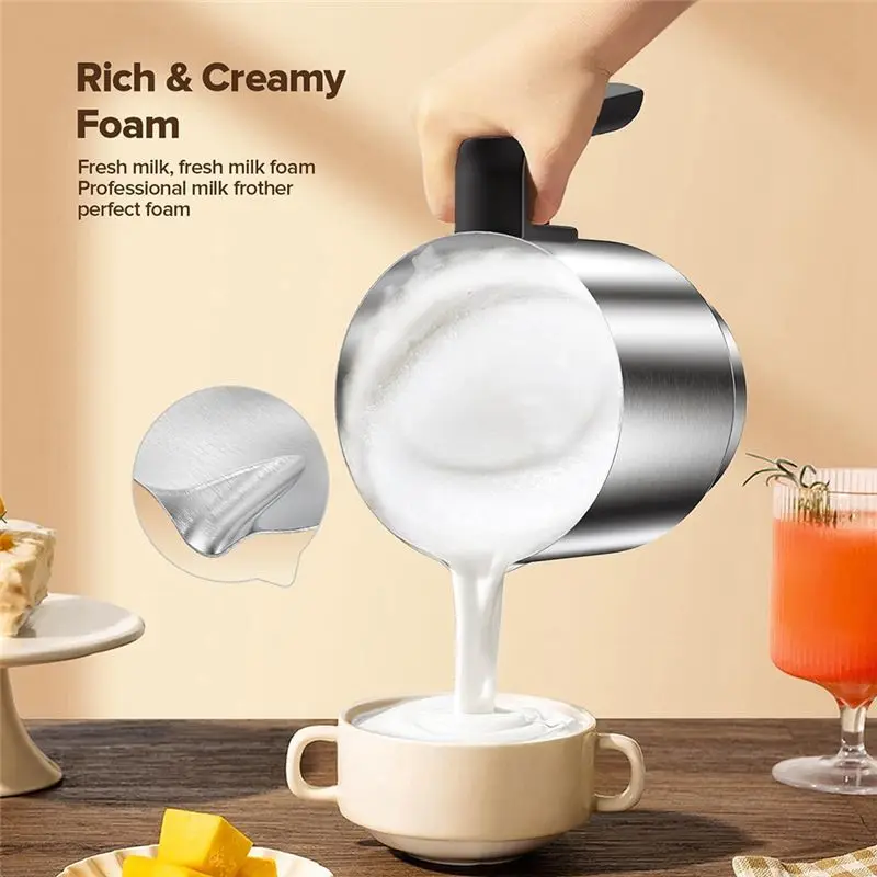 Automatic Warm And Cold Foam Maker, Hot Chocolate Maker, Detachable Electric Milk Frother Large Capacity US Plug-A77G