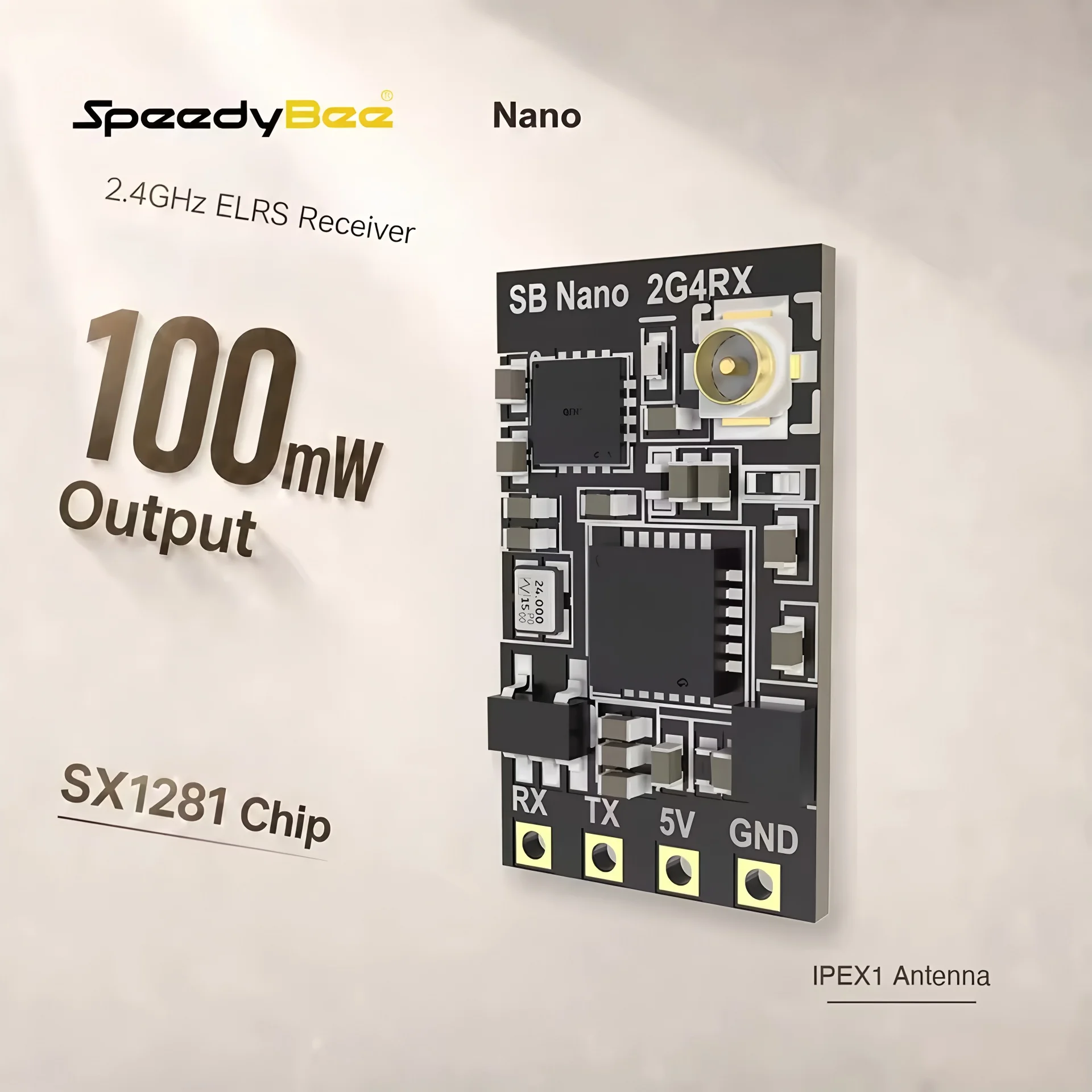 SpeedyBee Nano ExpressLRS Receiver 2.4GHz TCXO 100mW IPEX1 T Antenna 0.7g For Compact FPV Drone RC Aircraft Builds 1PC 3PCS 5PCS